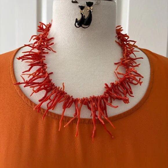 Vintage Red Branch Coral Necklace 18 Inches - Picture 1 of 4